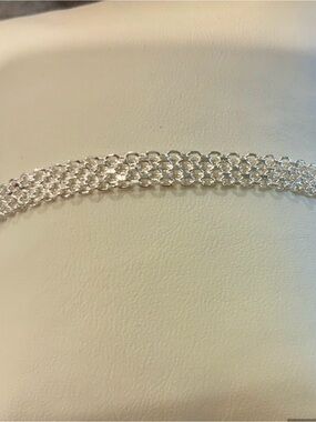925 Sterling Silver Multi-Row Chain Bracelet - Silver